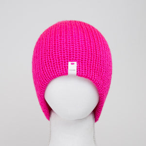 Vibrant Neon Pink Knitted Beanie - Comfortable Unisex Winter Hat by Llasi - Classic Style