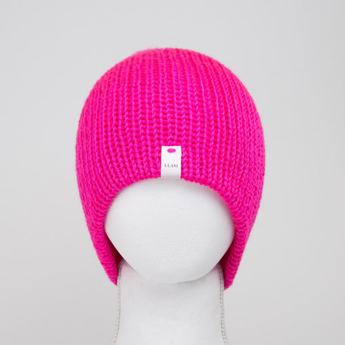 Vibrant Neon Pink Knitted Beanie - Comfortable Unisex Winter Hat by Llasi - Classic Style
