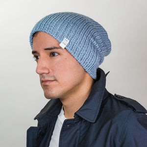 Baby Blue Knitted Beanie Winter Apparel LLASI Brand Cuff Style