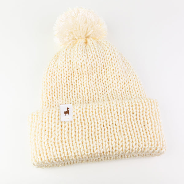 Tan Knitted Beanie Winter Apparel LLASI Brand Cuff Style