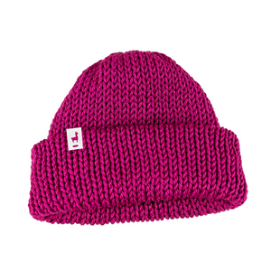 Cozy Fuchsia Knitted Beanie: Classic Winter Hat for Men & Women by Llasi - Stylish Fisherman Cap