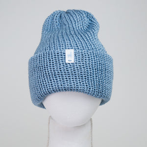 Baby Blue Knitted Beanie Winter Apparel LLASI Brand Cuff Style