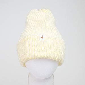 Tan Knitted Beanie Winter Apparel LLASI Brand Cuff Style