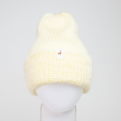Tan Knitted Beanie Winter Apparel LLASI Brand Cuff Style