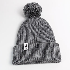 Gray Knitted Beanie Winter Apparel LLASI Brand Cuff Style