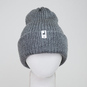 Gray Knitted Beanie Winter Apparel LLASI Brand Cuff Style