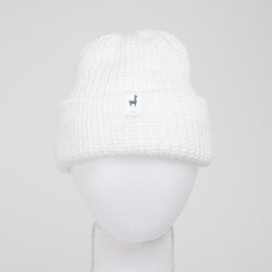 White Knitted Beanie Winter Apparel LLASI Brand Classic Style