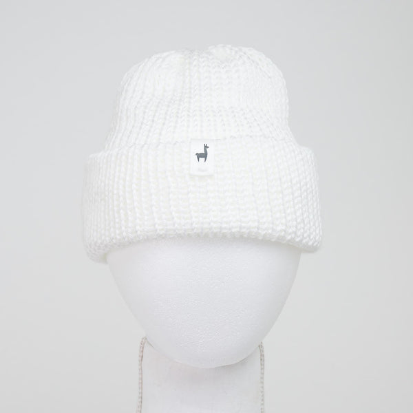 White Knitted Beanie Winter Apparel LLASI Brand Classic Style