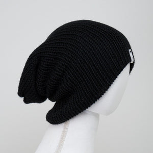 Cozy Black Knitted Beanie: Unisex Winter Hat with Cuff - LLASI Brand Slouchy Style Headwear