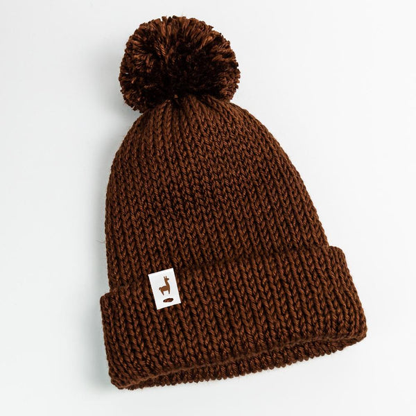 Cozy Chocolate Knitted Beanie - Winter Cuff Hat by LLASI - Unisex Slouchy Style