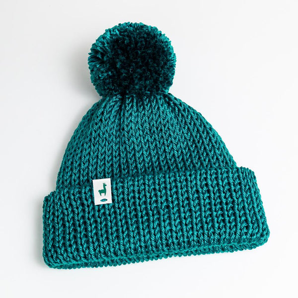 Teal Knitted Beanie: Classic Winter Hat by Llasi - Comfortable Unisex Fisherman Style Apparel