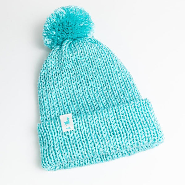Turquoise Knitted Beanie Winter Apparel LLASI Brand Cuff Style