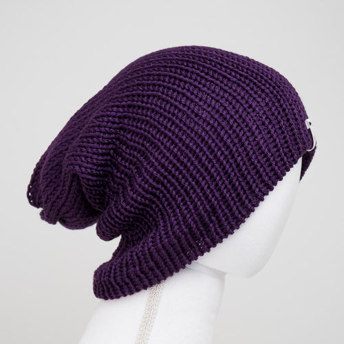 Plum Knitted Beanie Winter Apparel LLASI Brand Cuff Style