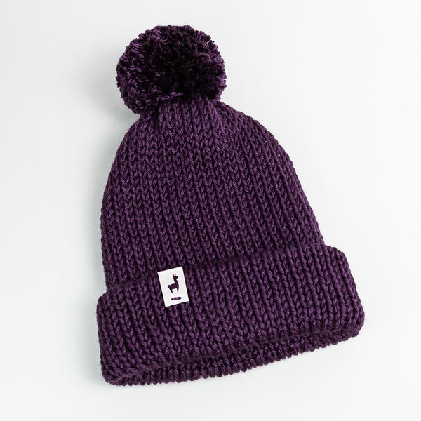 Plum Knitted Beanie Winter Apparel LLASI Brand Cuff Style