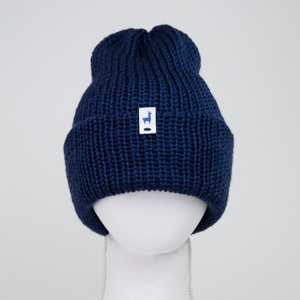 Navy Blue Knitted Beanie Winter Apparel LLASI Brand Cuff Style