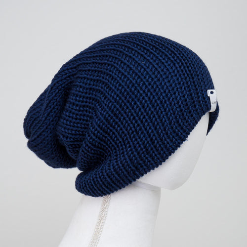 Navy Blue Knitted Beanie Winter Apparel LLASI Brand Cuff Style
