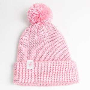Cozy Pink Knitted Beanie | Llasi Brand Winter Hat | Unisex Cuff Style Slouchy Cap