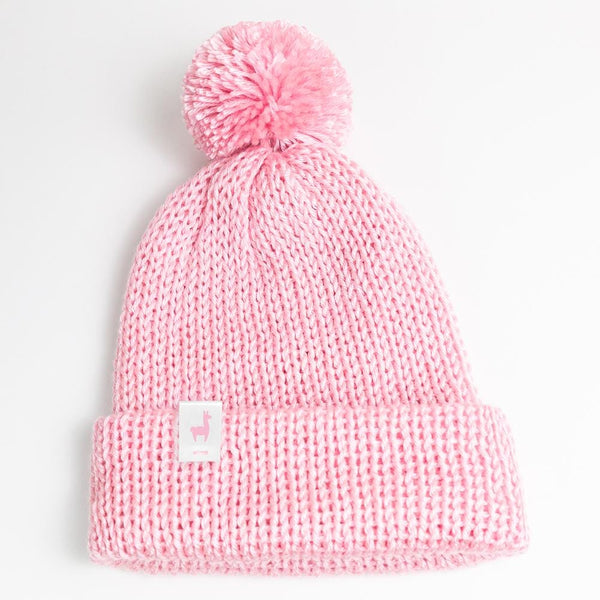 Cozy Pink Knitted Beanie | Llasi Brand Winter Hat | Unisex Cuff Style Slouchy Cap