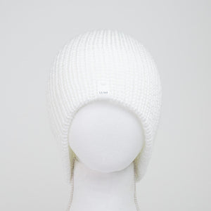 White Knitted Beanie Winter Apparel LLASI Brand Classic Style