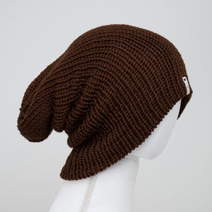 Cozy Chocolate Knitted Beanie - Winter Cuff Hat by LLASI - Unisex Slouchy Style