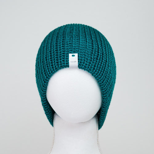 Teal Knitted Beanie: Classic Winter Hat by Llasi - Comfortable Unisex Fisherman Style Apparel
