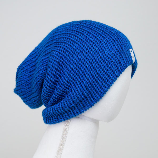 Royal Blue Knitted Beanie Winter Apparel LLASI Brand Cuff Style